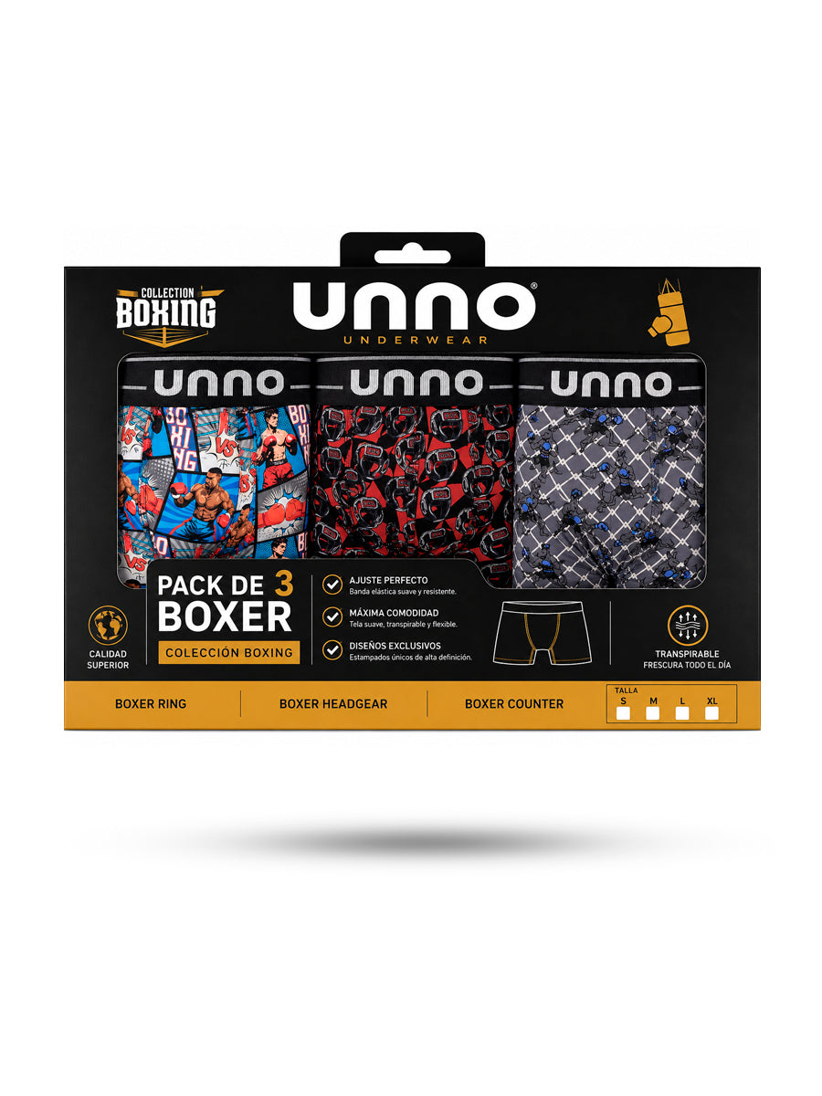 Pack 3 Boxer UNNO Boxing 1 (Boxer Ring + Boxer Headgear + Boxer Counter)